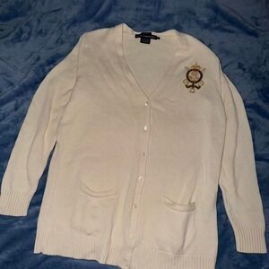 VTG Polo Ralph Lauren RRL White Knit Cardigan women size XL